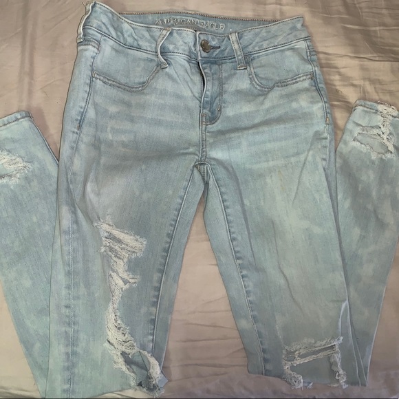 Bleach splattered light wash ripped skinny jeans - Picture 2 of 2